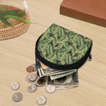 Green Tropical Palm Leaf Pattern Print Coin Purse
