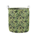 Green Tropical Palm Leaf Pattern Print Collapsible Laundry Basket