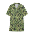Green Tropical Palm Leaf Pattern Print Cotton Hawaiian Shirt