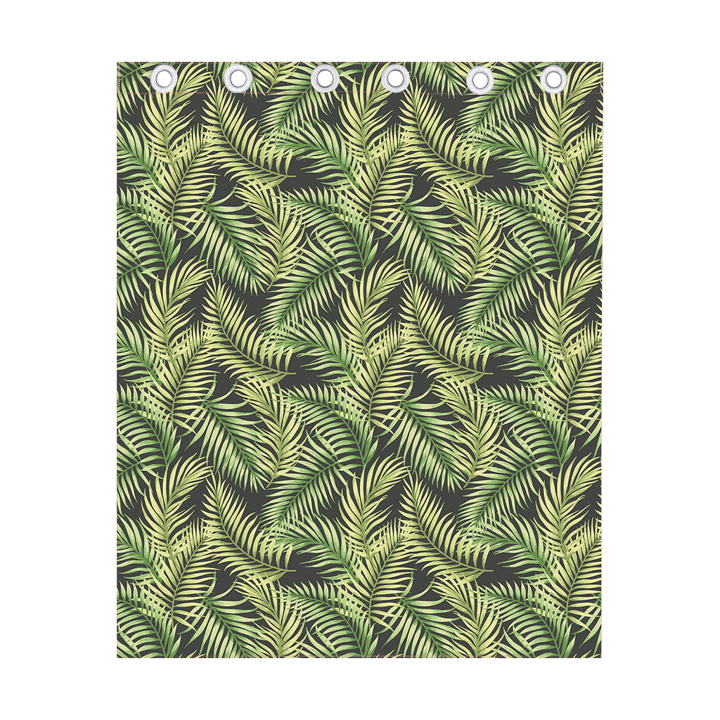 Green Tropical Palm Leaf Pattern Print Curtain