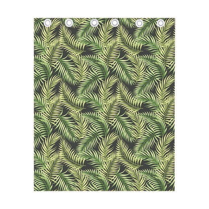 Green Tropical Palm Leaf Pattern Print Curtain