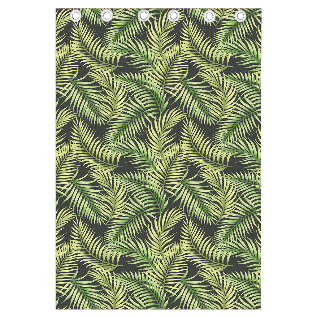 Green Tropical Palm Leaf Pattern Print Curtain