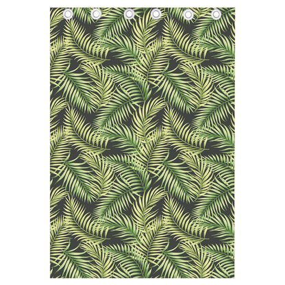 Green Tropical Palm Leaf Pattern Print Curtain