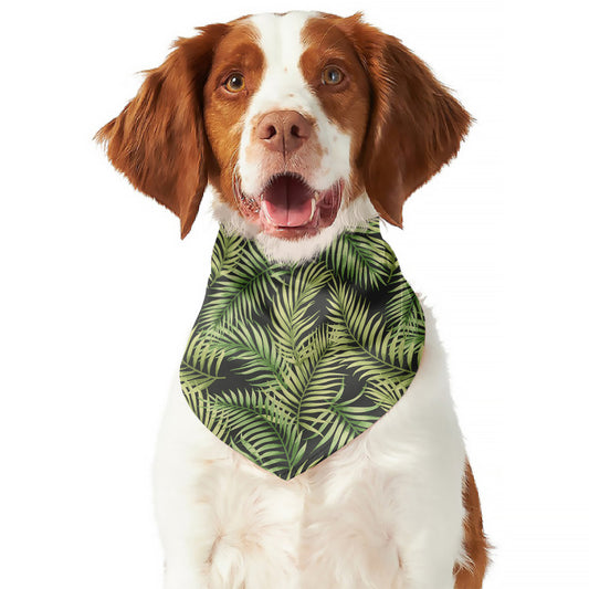 Green Tropical Palm Leaf Pattern Print Dog Bandana