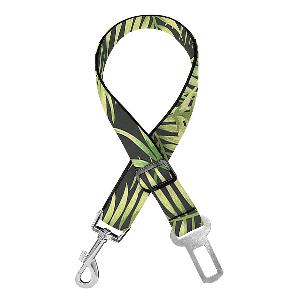 Green Tropical Palm Leaf Pattern Print Dog Seat Belt