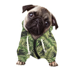 Green Tropical Palm Leaf Pattern Print Dog Zip Up Hoodie