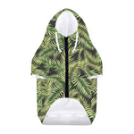Green Tropical Palm Leaf Pattern Print Dog Zip Up Hoodie