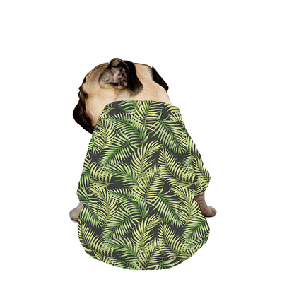 Green Tropical Palm Leaf Pattern Print Dog Zip Up Jacket
