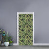 Green Tropical Palm Leaf Pattern Print Door Sticker
