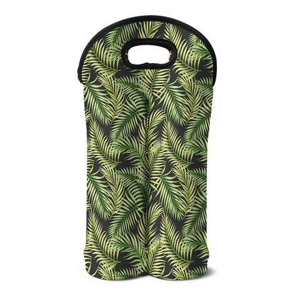 Green Tropical Palm Leaf Pattern Print Double Neoprene Wine Tote