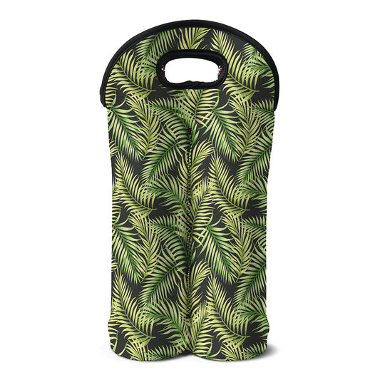 Green Tropical Palm Leaf Pattern Print Double Neoprene Wine Tote