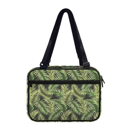 Green Tropical Palm Leaf Pattern Print Double Strap Bible Bag