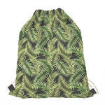 Green Tropical Palm Leaf Pattern Print Drawstring Bag