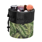 Green Tropical Palm Leaf Pattern Print Drawstring Makeup Bag