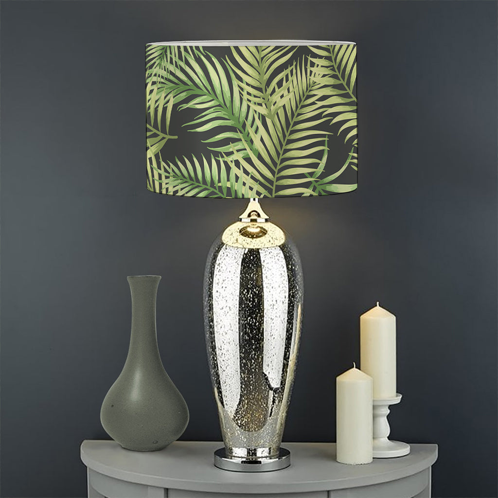 Green Tropical Palm Leaf Pattern Print Drum Lamp Shade