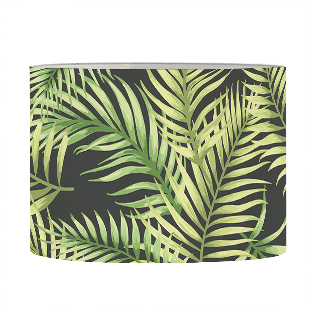 Green Tropical Palm Leaf Pattern Print Drum Lamp Shade