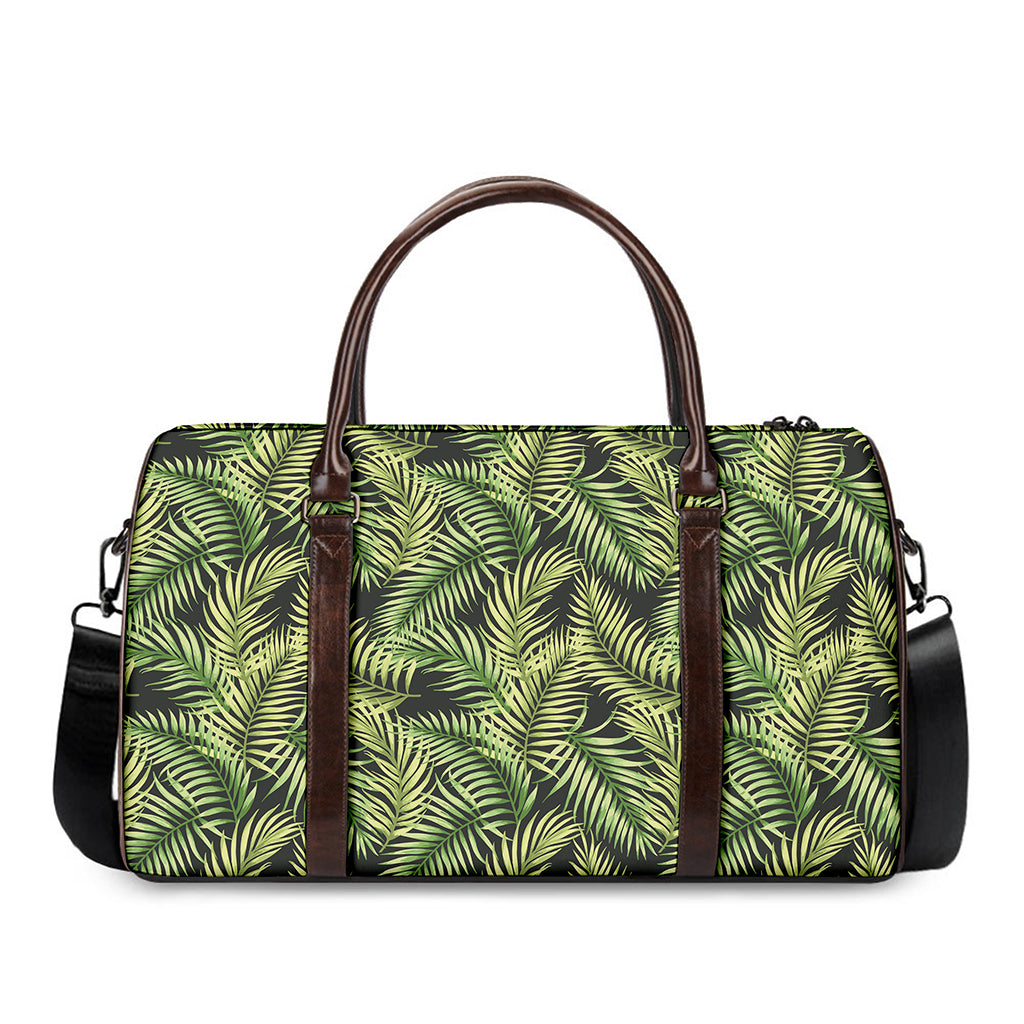 Green Tropical Palm Leaf Pattern Print Duffle Bag