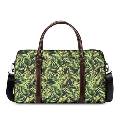 Green Tropical Palm Leaf Pattern Print Duffle Bag