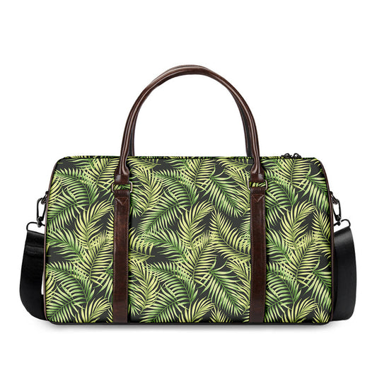 Green Tropical Palm Leaf Pattern Print Duffle Bag