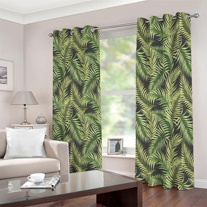 Green Tropical Palm Leaf Pattern Print Extra Wide Grommet Curtains