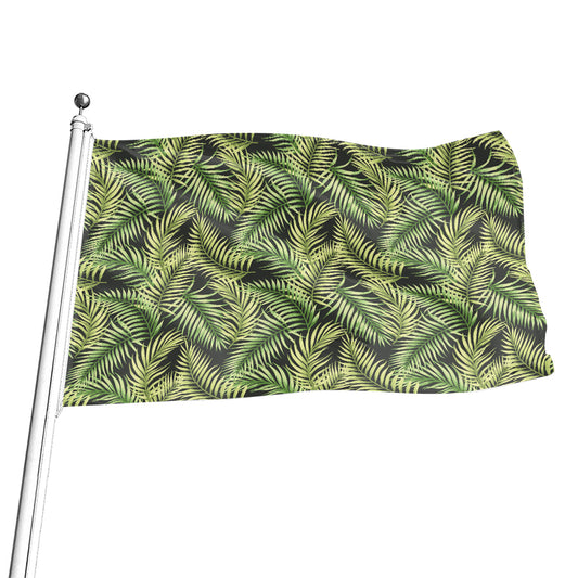 Green Tropical Palm Leaf Pattern Print Flag