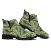 Green Tropical Palm Leaf Pattern Print Flat Ankle Boots