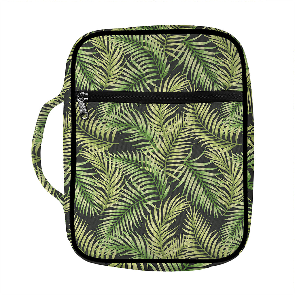 Green Tropical Palm Leaf Pattern Print Front Pocket Bible Bag