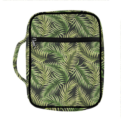 Green Tropical Palm Leaf Pattern Print Front Pocket Bible Bag