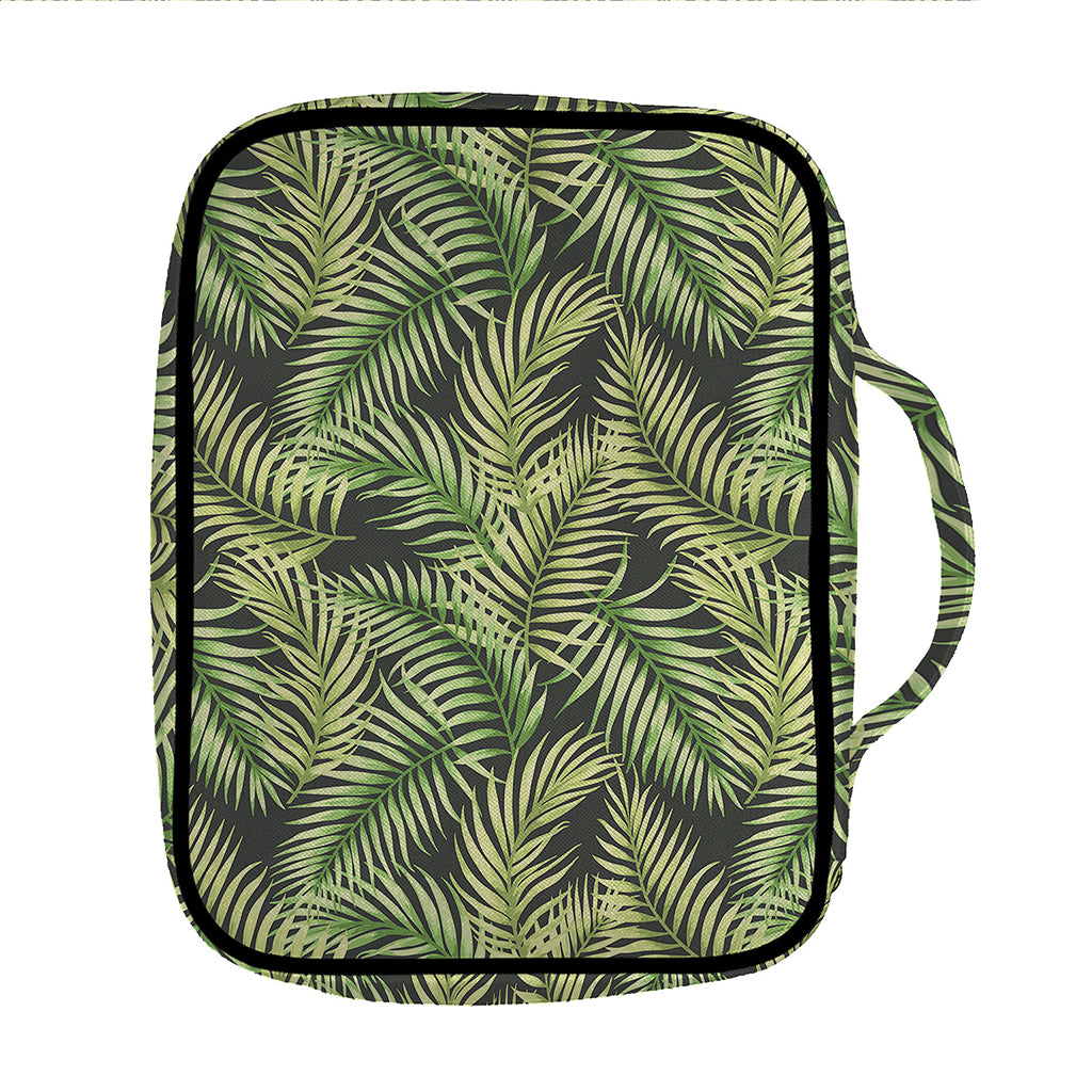 Green Tropical Palm Leaf Pattern Print Front Pocket Bible Bag