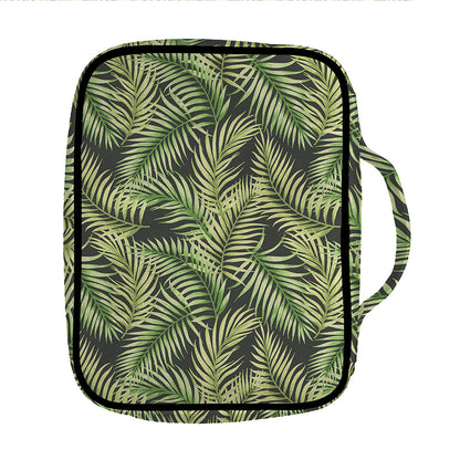 Green Tropical Palm Leaf Pattern Print Front Pocket Bible Bag