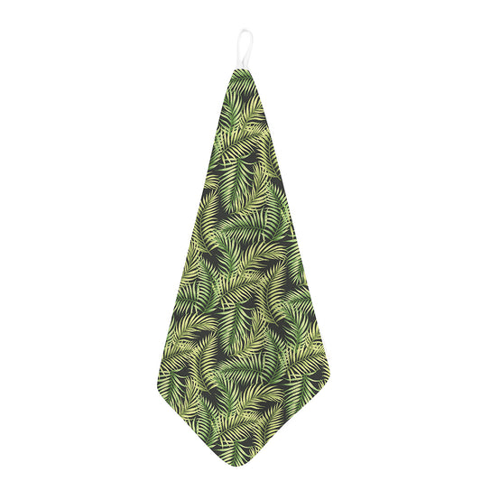 Green Tropical Palm Leaf Pattern Print Hand Towel
