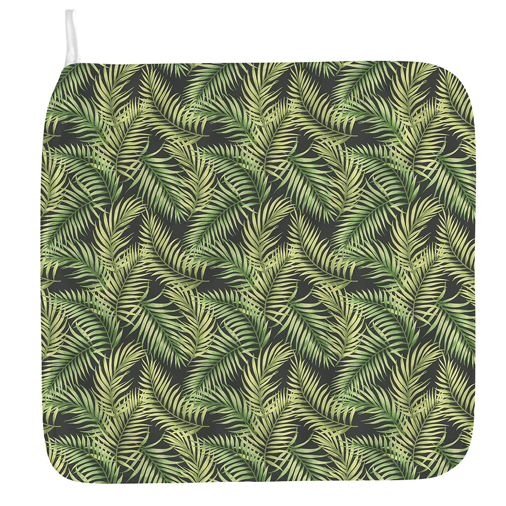 Green Tropical Palm Leaf Pattern Print Hand Towel