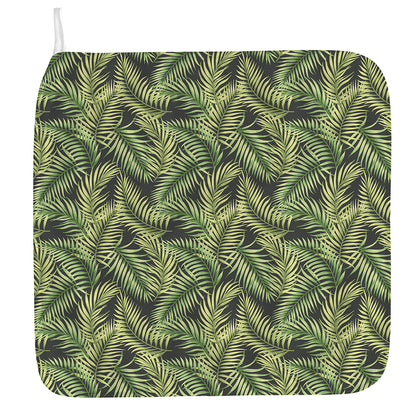 Green Tropical Palm Leaf Pattern Print Hand Towel