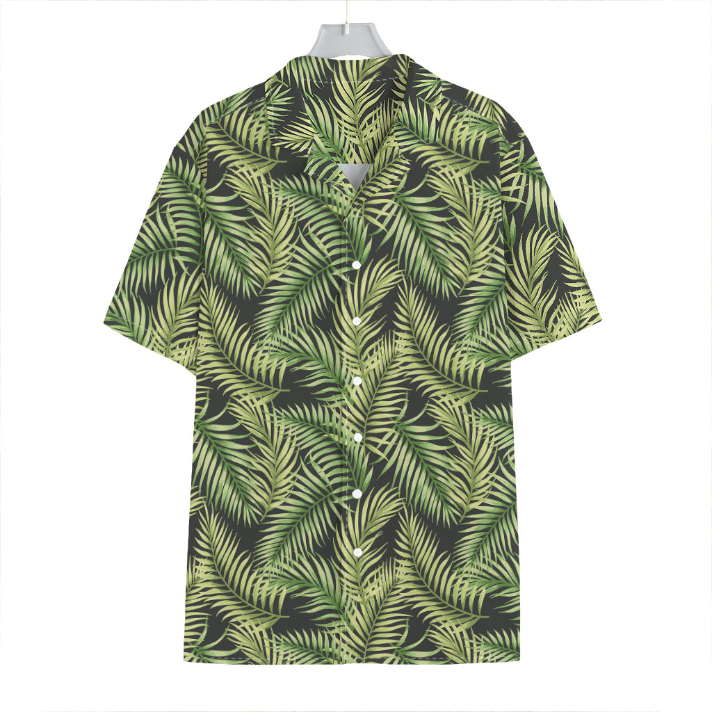 Green Tropical Palm Leaf Pattern Print Hawaiian Shirt