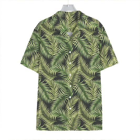Green Tropical Palm Leaf Pattern Print Hawaiian Shirt