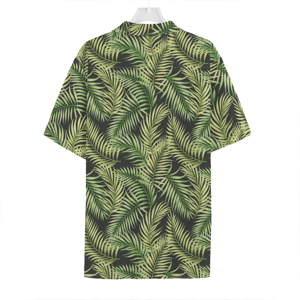 Green Tropical Palm Leaf Pattern Print Hawaiian Shirt