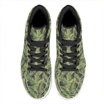 Green Tropical Palm Leaf Pattern Print High Top Leather Sneakers