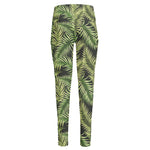 Green Tropical Palm Leaf Pattern Print High-Waisted Pocket Leggings