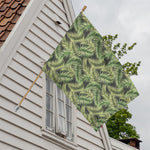 Green Tropical Palm Leaf Pattern Print House Flag
