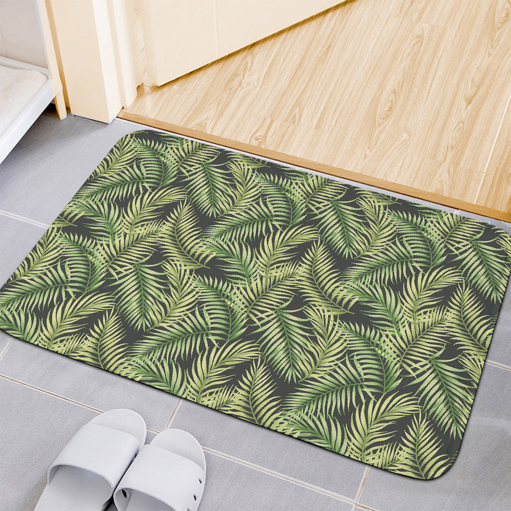 Green Tropical Palm Leaf Pattern Print Indoor Door Mat