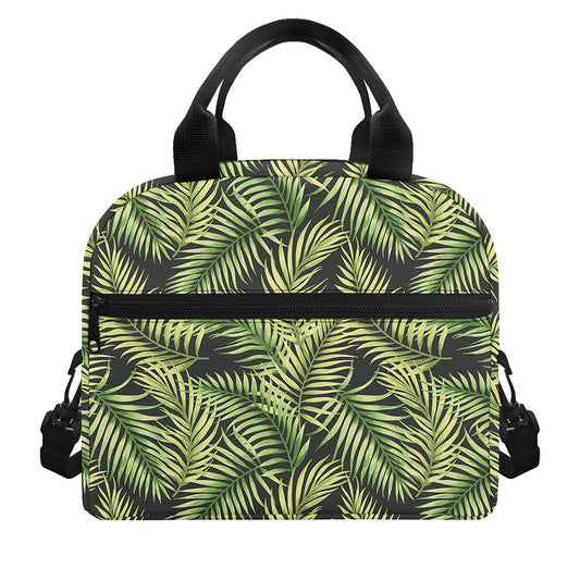 Green Tropical Palm Leaf Pattern Print Insulated Lunch Bag
