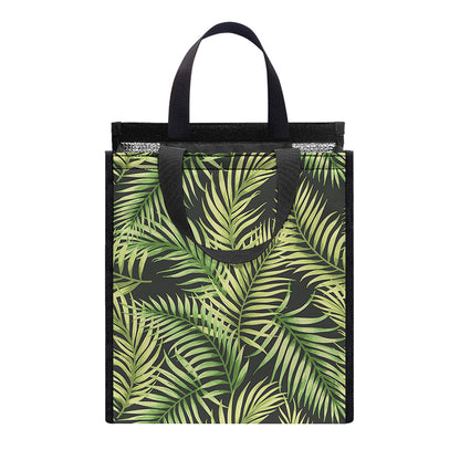 Green Tropical Palm Leaf Pattern Print Insulated Lunch Tote