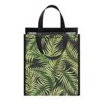 Green Tropical Palm Leaf Pattern Print Insulated Lunch Tote