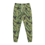 Green Tropical Palm Leaf Pattern Print Jogger Pants