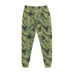 Green Tropical Palm Leaf Pattern Print Jogger Pants