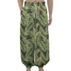 Green Tropical Palm Leaf Pattern Print Lantern Pants