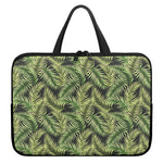 Green Tropical Palm Leaf Pattern Print Laptop Sleeve With Handle