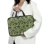 Green Tropical Palm Leaf Pattern Print Laptop Sleeve With Handle