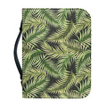 Green Tropical Palm Leaf Pattern Print Leather Bible Cover