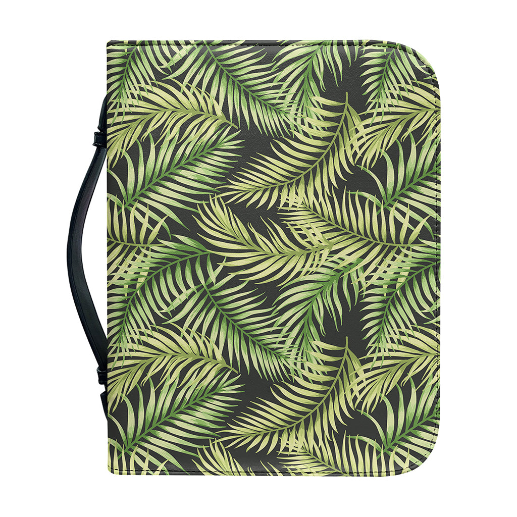 Green Tropical Palm Leaf Pattern Print Leather Bible Cover